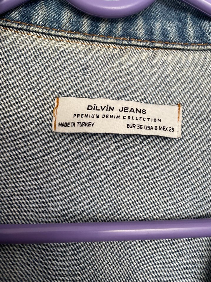 Düğmeli Kadın Mavi Kot Ceket - Görsel 5