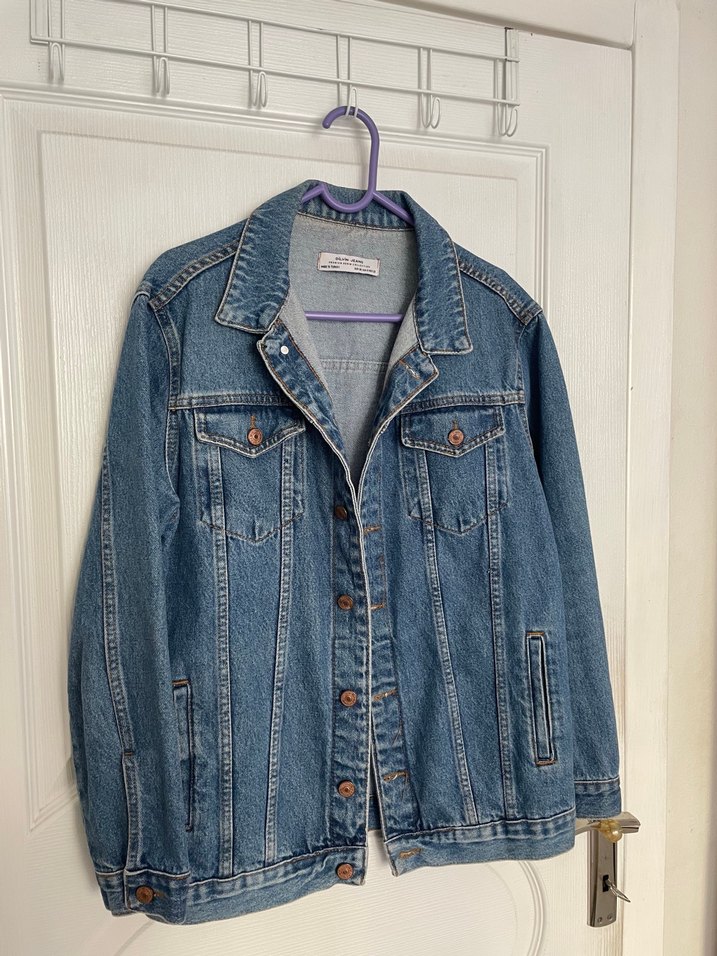 Düğmeli Kadın Mavi Kot Ceket - Görsel 2