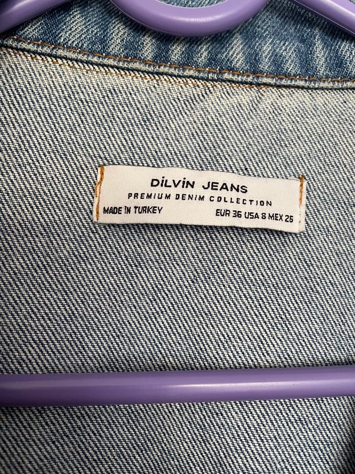 Düğmeli Kadın Mavi Kot Ceket - Görsel 4