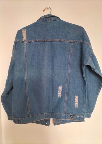 Düğmeli Mavi Kadın Denim Ceket - Görsel 2