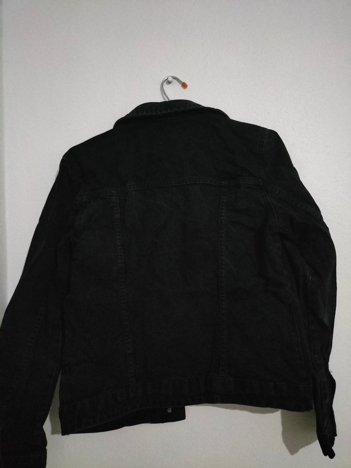 Düğmeli Siyah Kadın Denim Ceket - Görsel 2