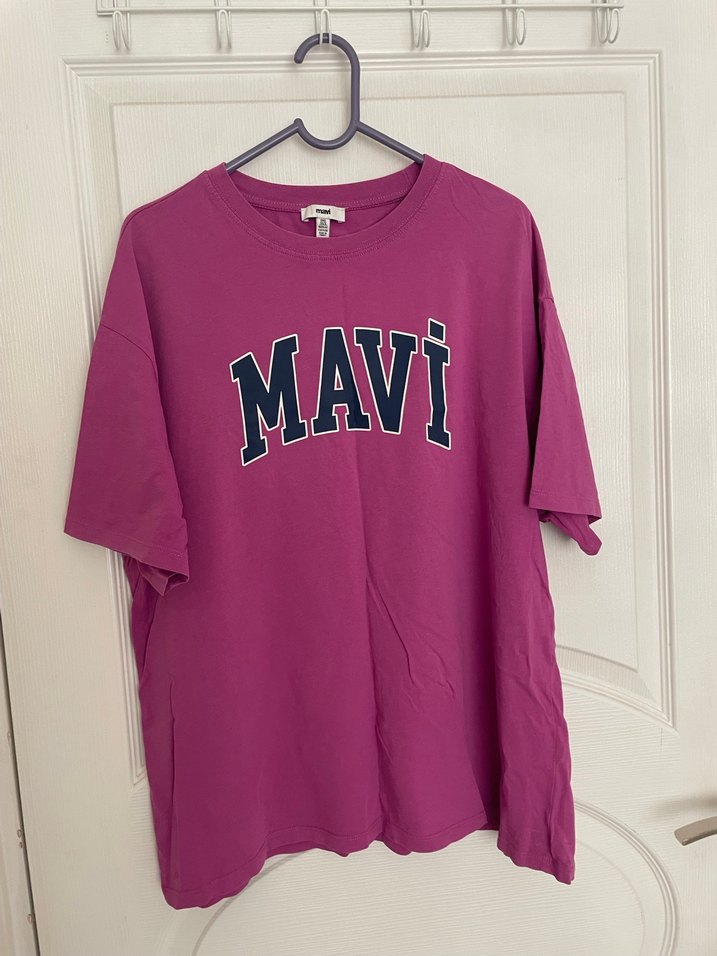 Mavi Baskılı Mor Kadın Tişört - Görsel 2