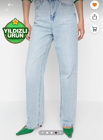 Trendyolmilla mavi yüksek bel uzun straight jeans - Görsel 3