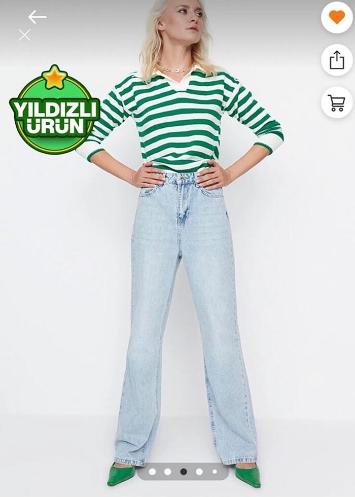 Trendyolmilla mavi yüksek bel uzun straight jeans - Görsel 2