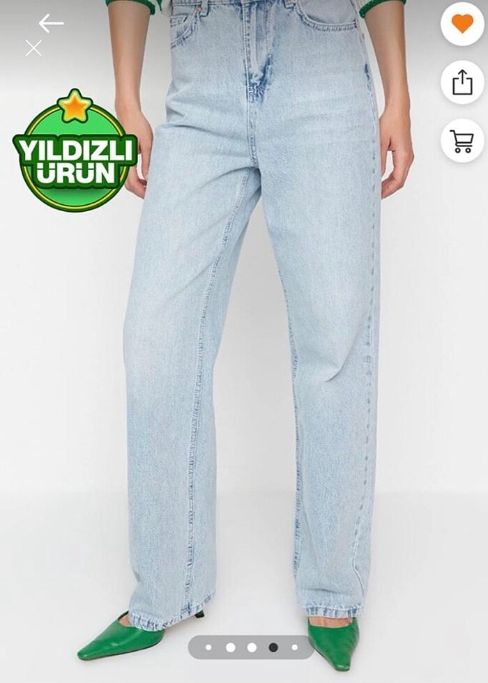Trendyolmilla mavi yüksek bel uzun straight jeans - Görsel 3