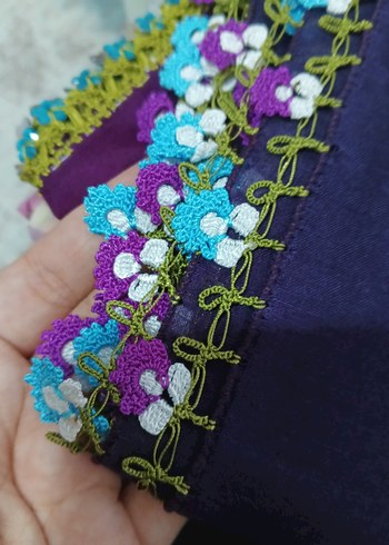 Çiçekli Dantelli Bohem Kadın yazma - Görsel 2