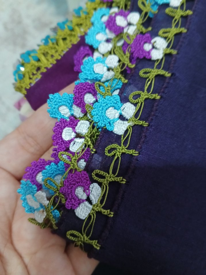 Çiçekli Dantelli Bohem Kadın yazma - Görsel 2