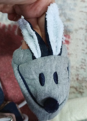 bebek için Gri Nakışlı Sıcak Terlik - Görsel 4