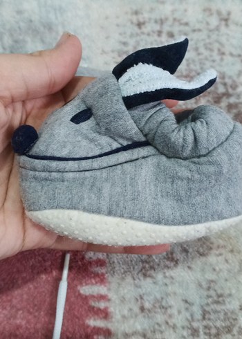 bebek için Gri Nakışlı Sıcak Terlik - Görsel 2