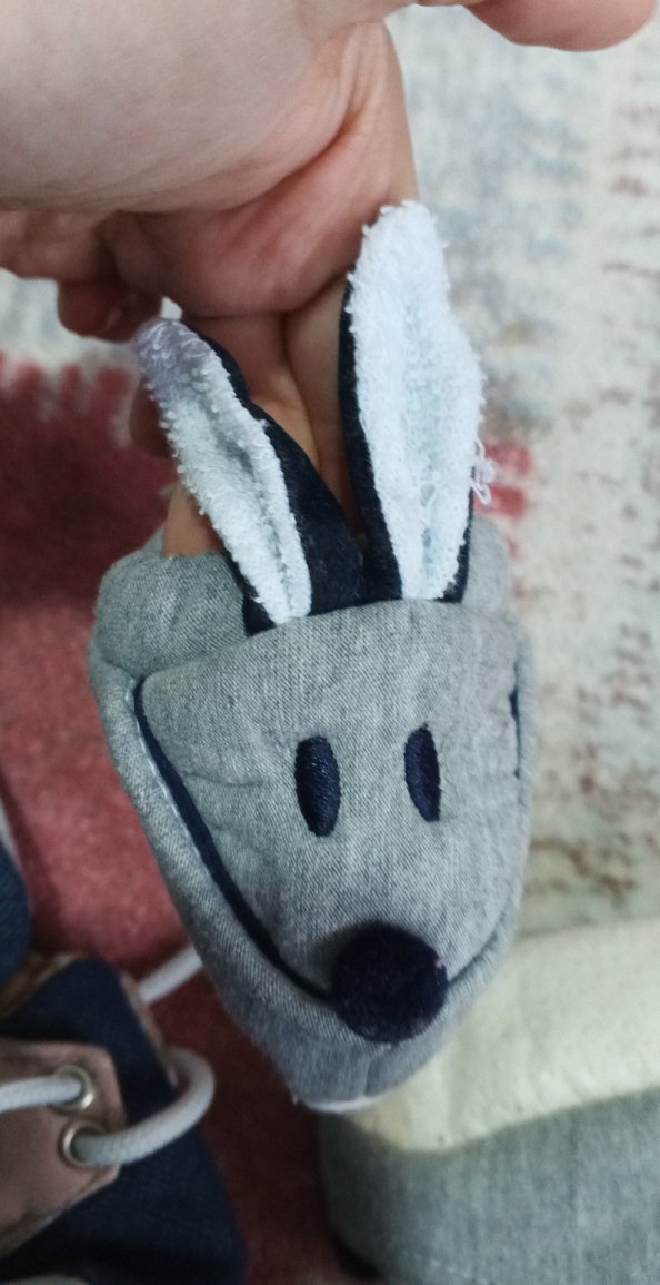 bebek için Gri Nakışlı Sıcak Terlik - Görsel 4