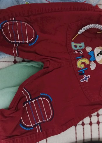 Bordo Nakışlı Erkek Çocuk Pantolonu - Görsel 3