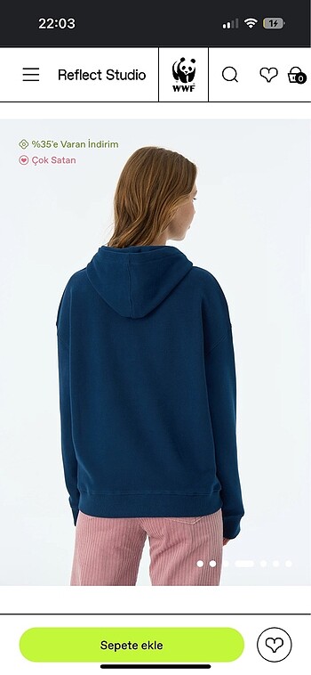 m Beden WWF Geyik Motifli Unisex Sweatshirt