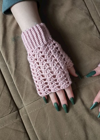 Pembe el Örgüsü Eldiven sıfır ürün - Görsel 6