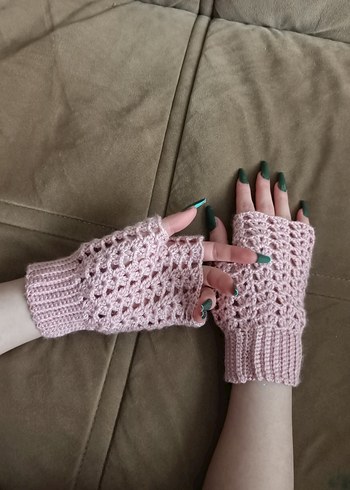 Pembe el Örgüsü Eldiven sıfır ürün - Görsel 5