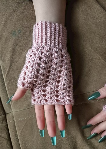 Pembe el Örgüsü Eldiven sıfır ürün - Görsel 4