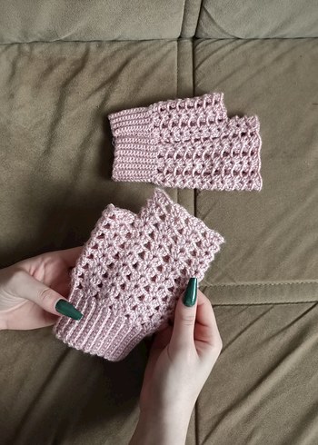 Pembe el Örgüsü Eldiven sıfır ürün - Görsel 9