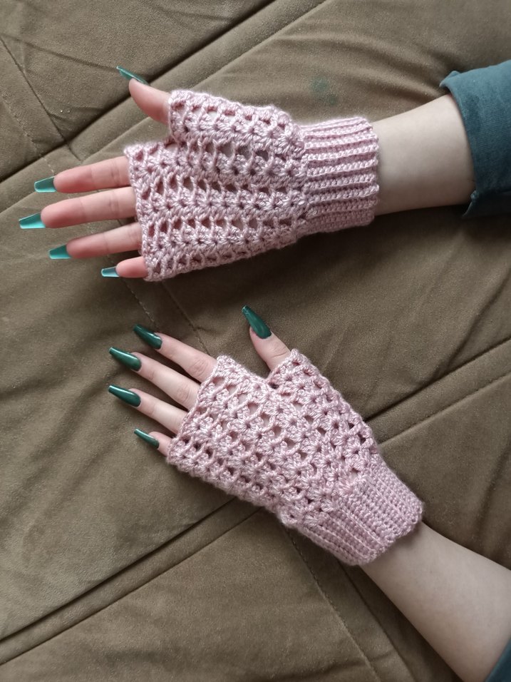 Pembe el Örgüsü Eldiven sıfır ürün - Görsel 3