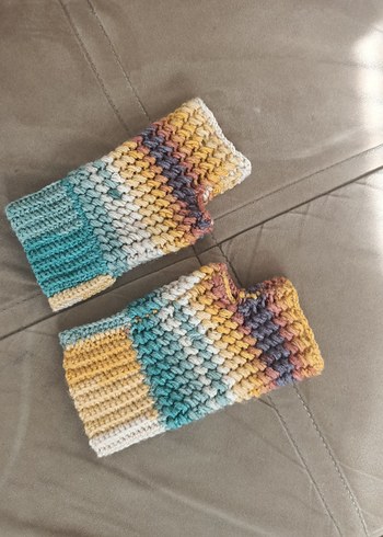 Kadın Renkli Bohem Örgü Eldiven - Görsel 5