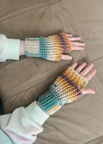 Kadın Renkli Bohem Örgü Eldiven - Görsel 8