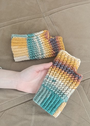 Kadın Renkli Bohem Örgü Eldiven - Görsel 4