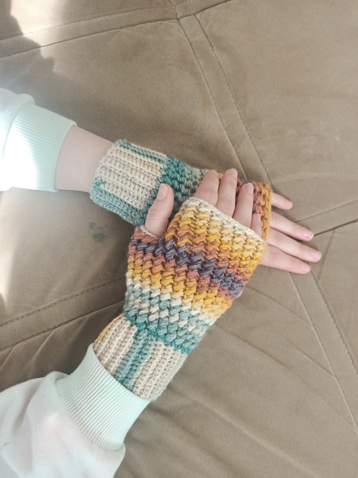 Kadın Renkli Bohem Örgü Eldiven - Görsel 3