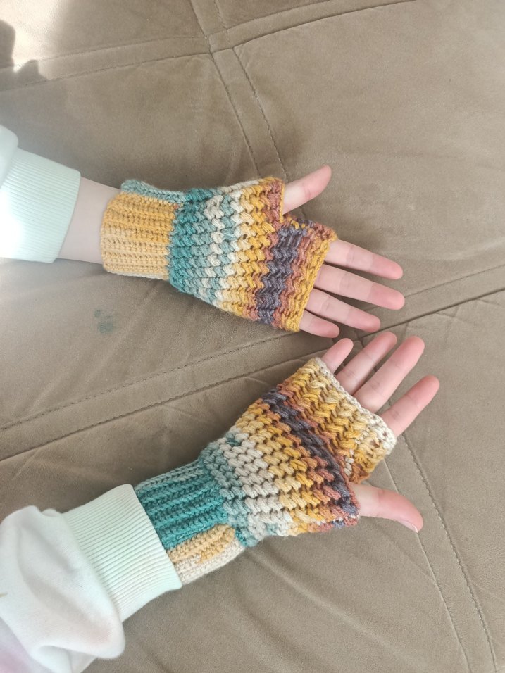 Kadın Renkli Bohem Örgü Eldiven - Görsel 2