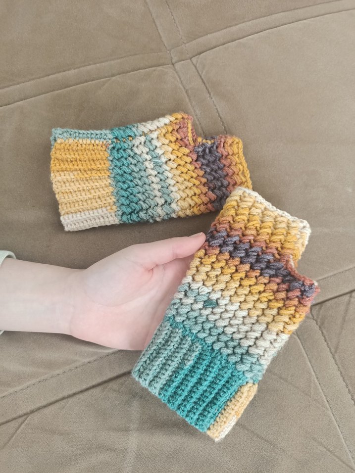 Kadın Renkli Bohem Örgü Eldiven - Görsel 4