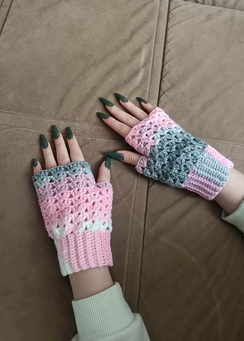 Parmaksız desenli el örgüsü eldiven 
karısık renkli parmaksız - Görsel 8