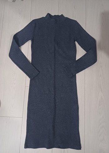 TrendyolMilla Uzun Kollu Indigo Kadın Triko Elbise