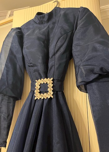 Vintage Lacivert Uzun Elbise - Görsel 2