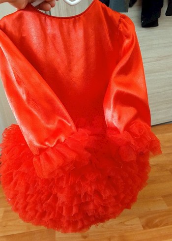 Kız Çocuk Kırmızı Fırfırlı Elbise - Görsel 2