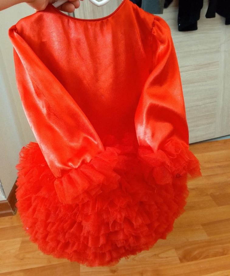 Kız Çocuk Kırmızı Fırfırlı Elbise - Görsel 2