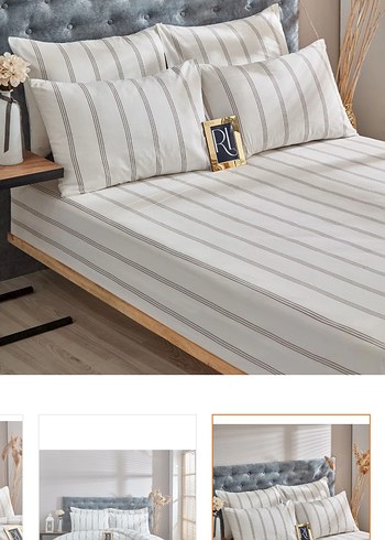 Gri Çizgili Beyaz Nevresim Takımı - Görsel 2