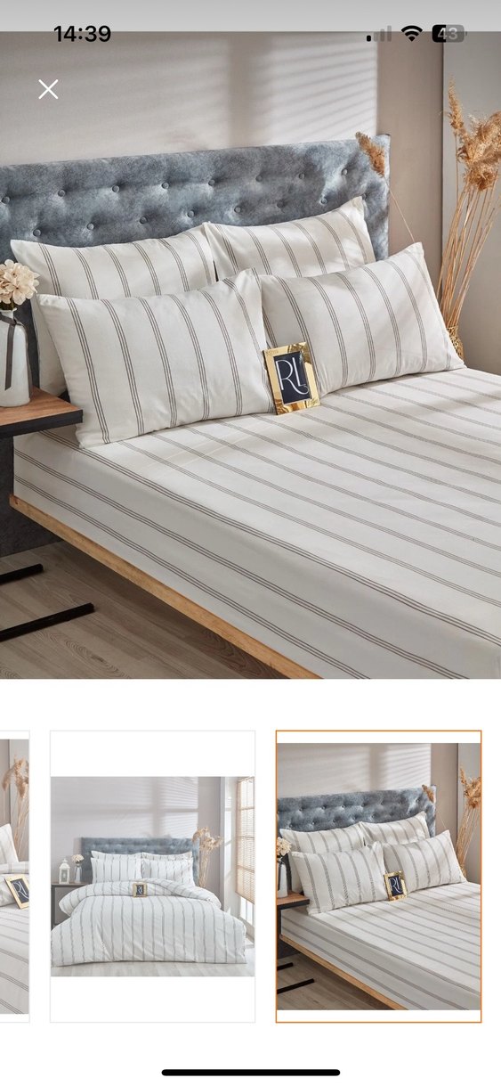 Gri Çizgili Beyaz Nevresim Takımı - Görsel 2