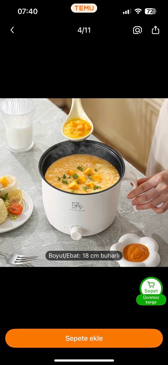 18 cm Buharlı Gıda Isıtıcı Sepet - Görsel 3