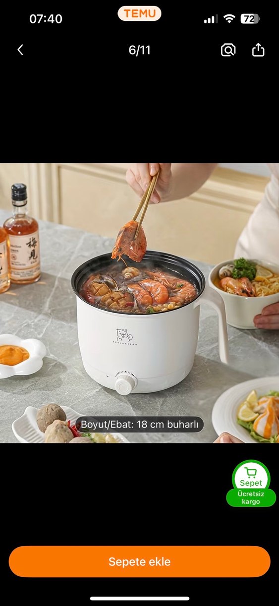 18 cm Buharlı Gıda Isıtıcı Sepet - Görsel 4