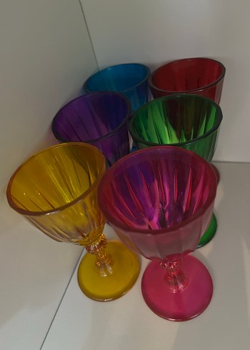 Renkli 5'li Ayaklı Bardak Seti - Görsel 2