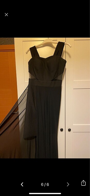 Siyah Uçuş Asil Elbise - Görsel 6