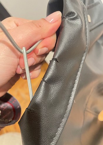 Kadın Siyah Deri Ceket - Görsel 3