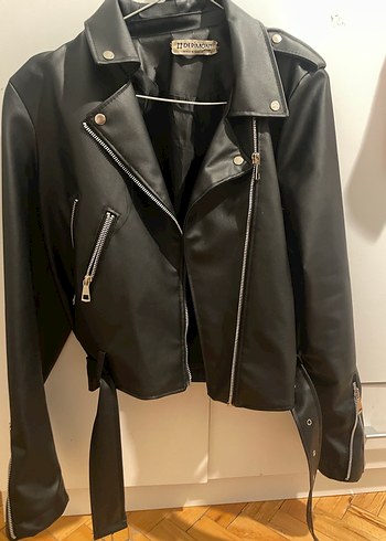 Kadın Siyah Deri Ceket - Görsel 2