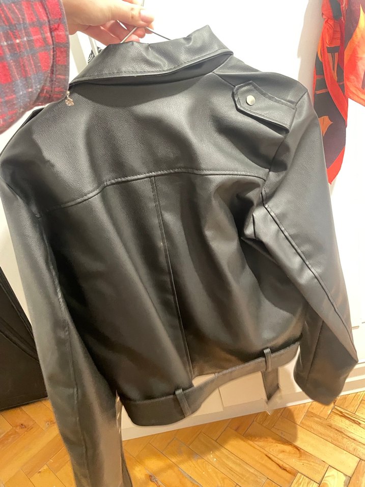 Kadın Siyah Deri Ceket - Görsel 4