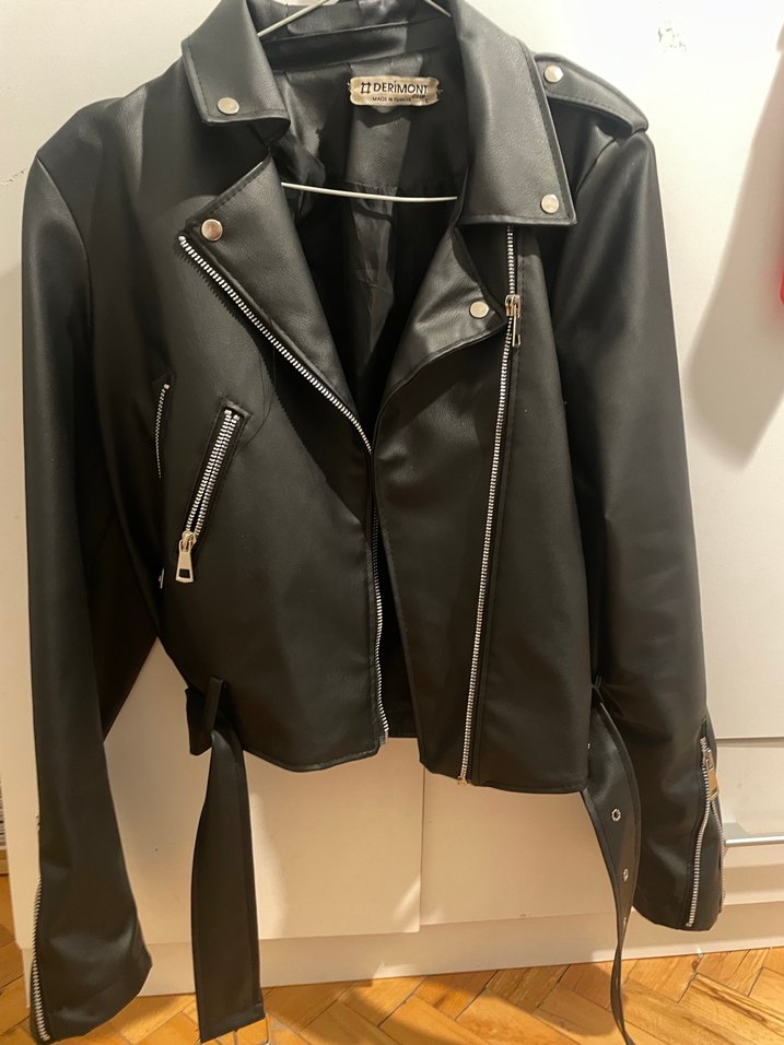 Kadın Siyah Deri Ceket - Görsel 2