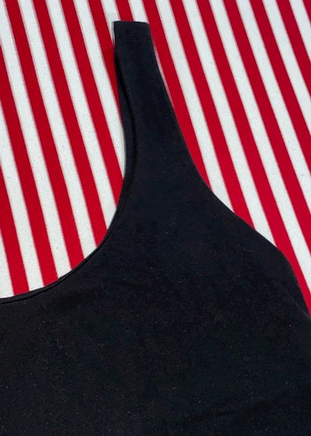 Siyah Kadın Atlet, Kayık Yaka, Dar Kesim - Görsel 3