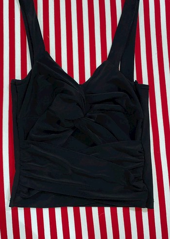 Siyah Pilili V Yaka Mini Bustiyer - Görsel 2