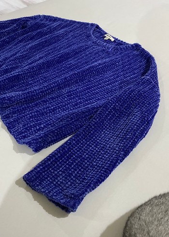 Kadın Mavi Örgü Uzun Kollu Kazak - Görsel 4
