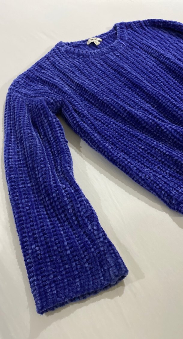 Kadın Mavi Örgü Uzun Kollu Kazak - Görsel 3