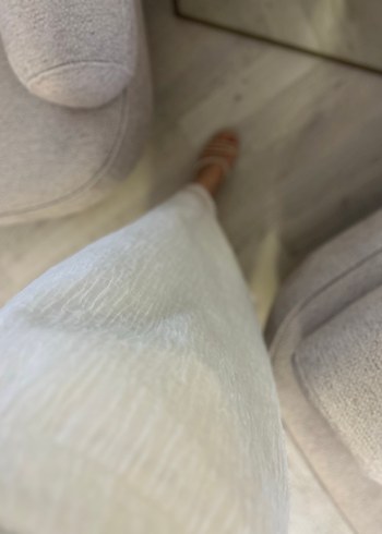 Uzun Beyaz Keten Şeffaf Elbise - Görsel 3