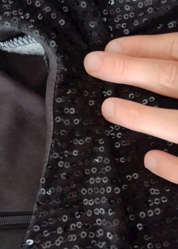 Siyah Uzun Kollu payetli Uzun Abiye Elbise - Görsel 5