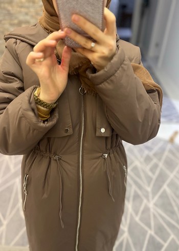 Nihle Kahverengi Uzun Kışlık Kadın Mont - Görsel 6