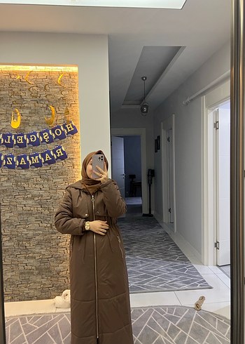 Nihle Kahverengi Uzun Kışlık Kadın Mont - Görsel 5